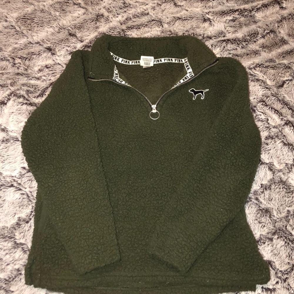 PINK Army Green Quarter Zip